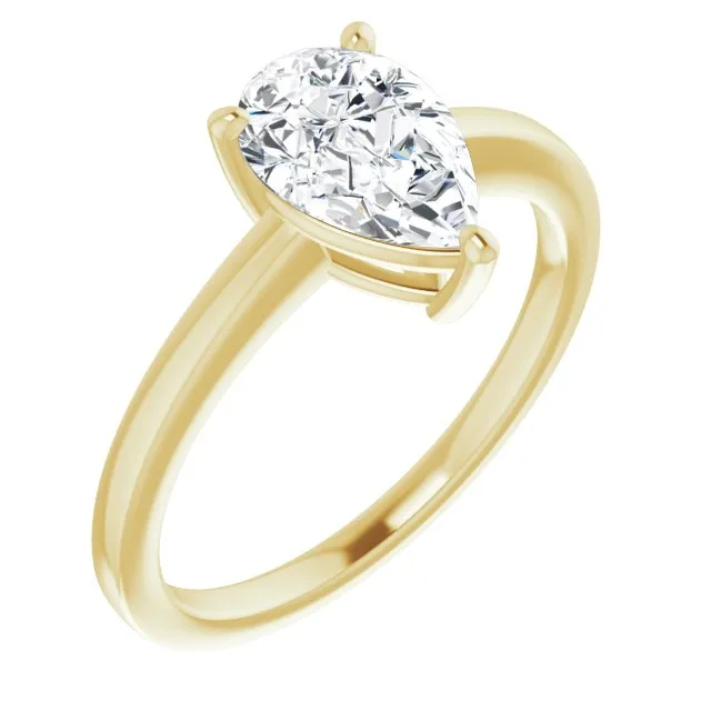 Cubic Zirconia Engagement Ring- The Avril (Customizable Bowl-Prongs Pear Cut Solitaire with Thin Band)