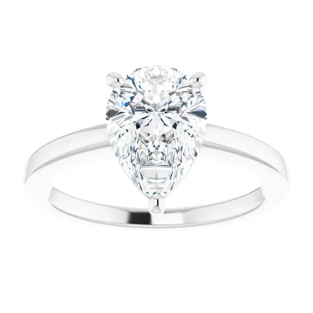 Cubic Zirconia Engagement Ring- The Avril (Customizable Bowl-Prongs Pear Cut Solitaire with Thin Band)