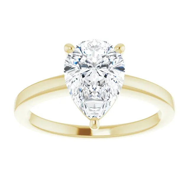 Cubic Zirconia Engagement Ring- The Avril (Customizable Bowl-Prongs Pear Cut Solitaire with Thin Band)