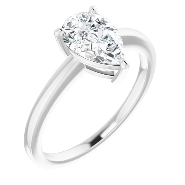 Cubic Zirconia Engagement Ring- The Avril (Customizable Bowl-Prongs Pear Cut Solitaire with Thin Band)