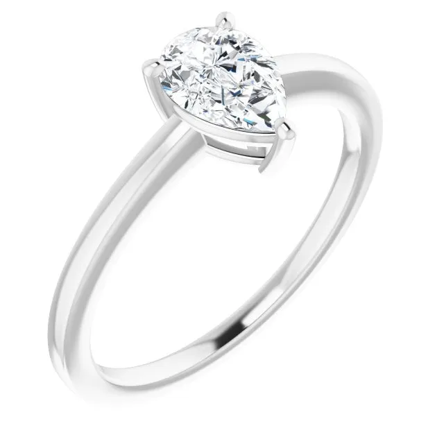 Cubic Zirconia Engagement Ring- The Avril (Customizable Bowl-Prongs Pear Cut Solitaire with Thin Band)