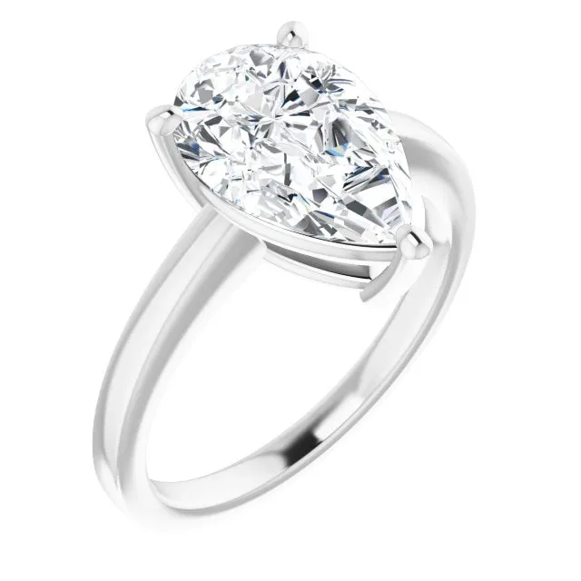 Cubic Zirconia Engagement Ring- The Avril (Customizable Bowl-Prongs Pear Cut Solitaire with Thin Band)