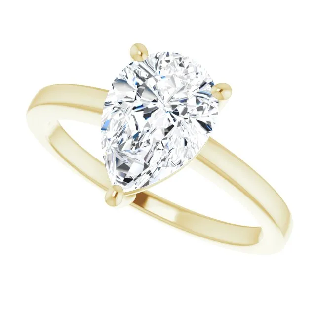 Cubic Zirconia Engagement Ring- The Avril (Customizable Bowl-Prongs Pear Cut Solitaire with Thin Band)