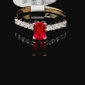 CZ & Syn Ruby 9ct Gold Ring