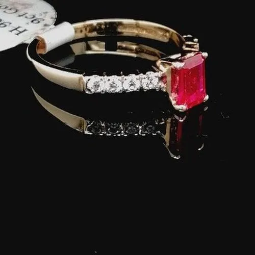 CZ & Syn Ruby 9ct Gold Ring