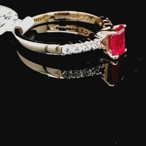 CZ & Syn Ruby 9ct Gold Ring