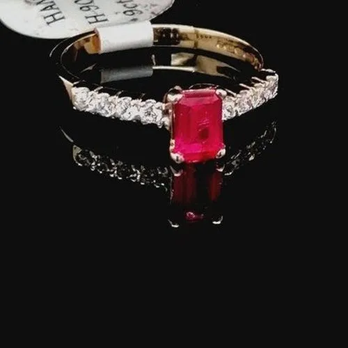 CZ & Syn Ruby 9ct Gold Ring