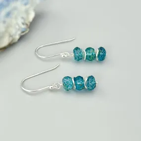 Dainty London Blue Topaz earrings dangle Sterling Silver, Gold, Rose Gold