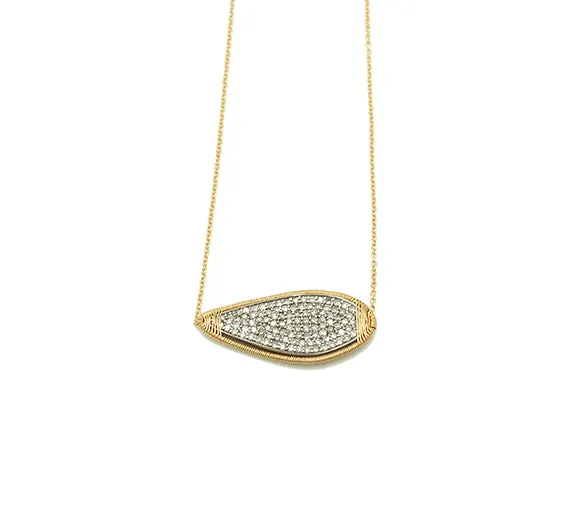 Dana Kellin Fine Sideways Diamond Pave Teardrop Necklace