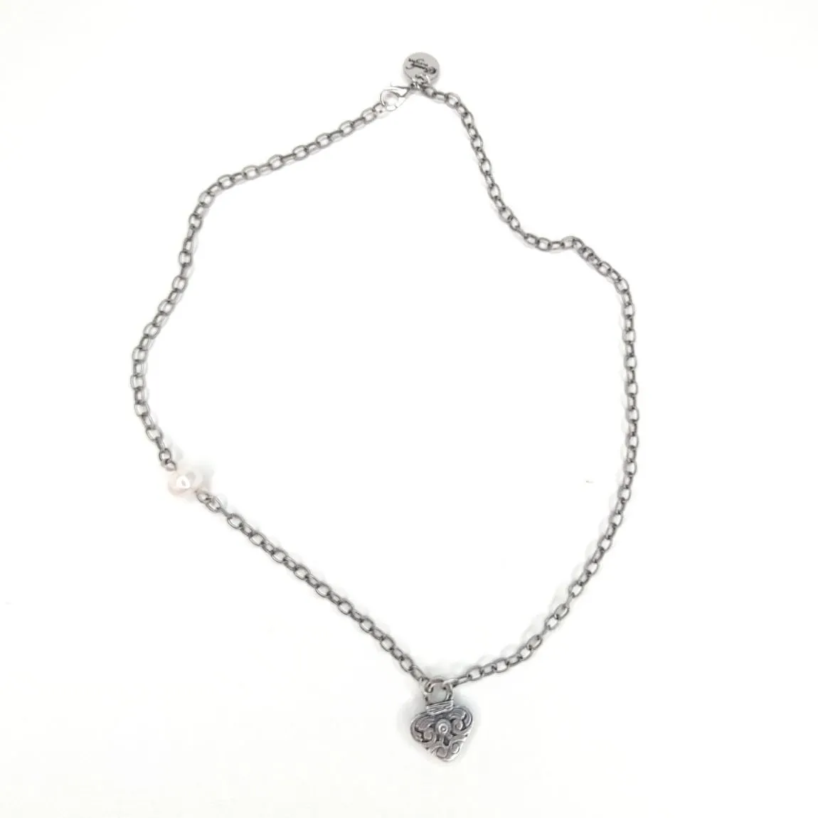 Delicate Heart Necklace Matte Silver