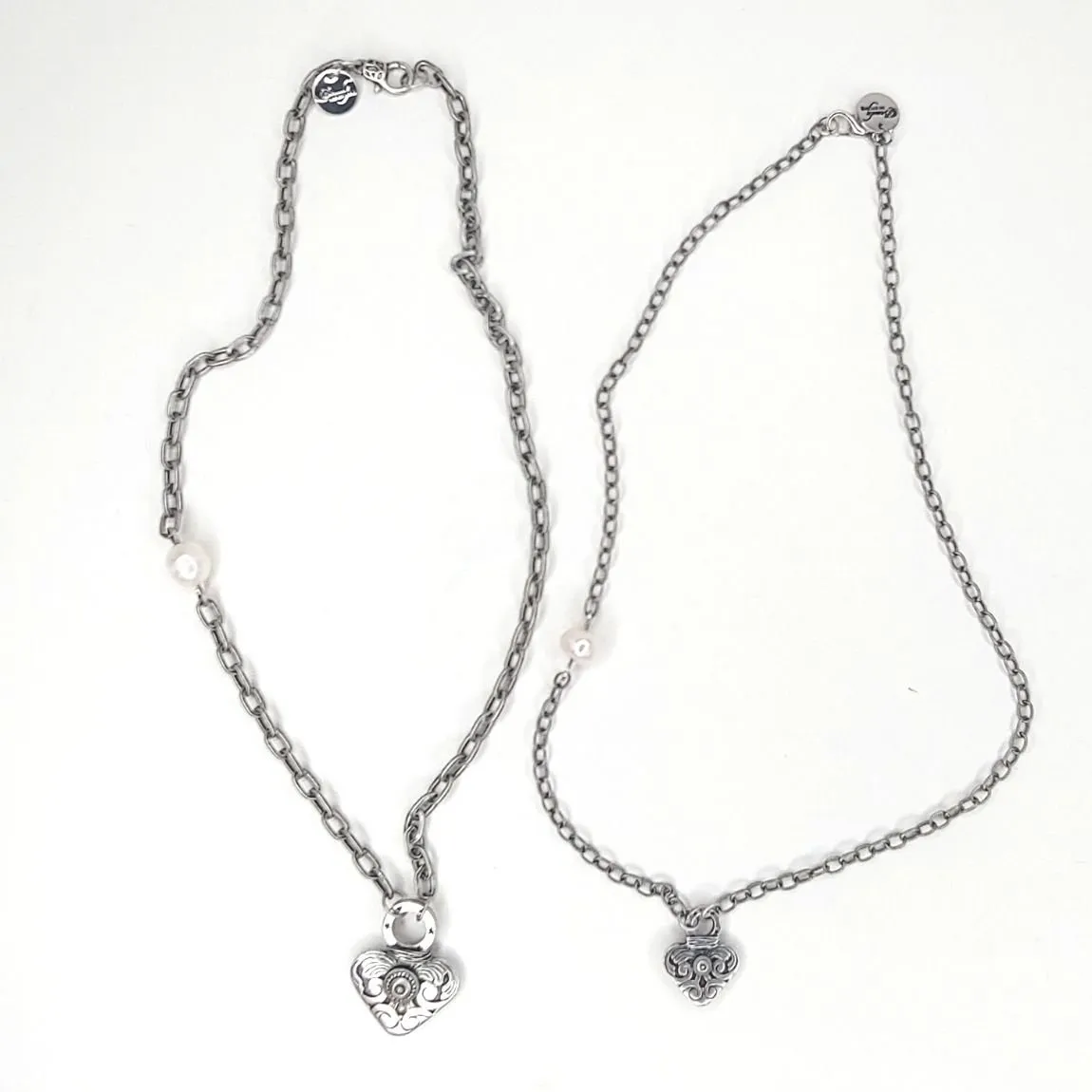 Delicate Heart Necklace Matte Silver