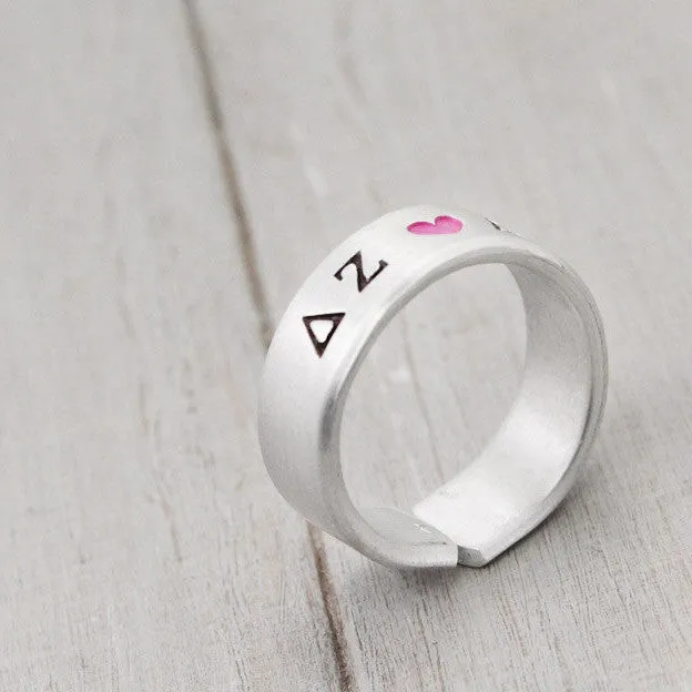 Delta Zeta Heart Ring