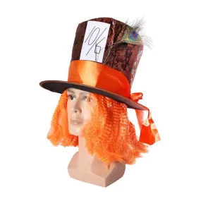 Deluxe Mad Hatter Soft Top Hat with Orange Wig