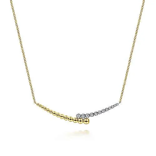 Diamond Bar Bujukan Necklace set in 14K Yellow Gold, .18CTW