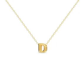 Diamond Letter Necklace "D" - 18 karat gold vermeil on sterling silver, diamond 0.01 carat