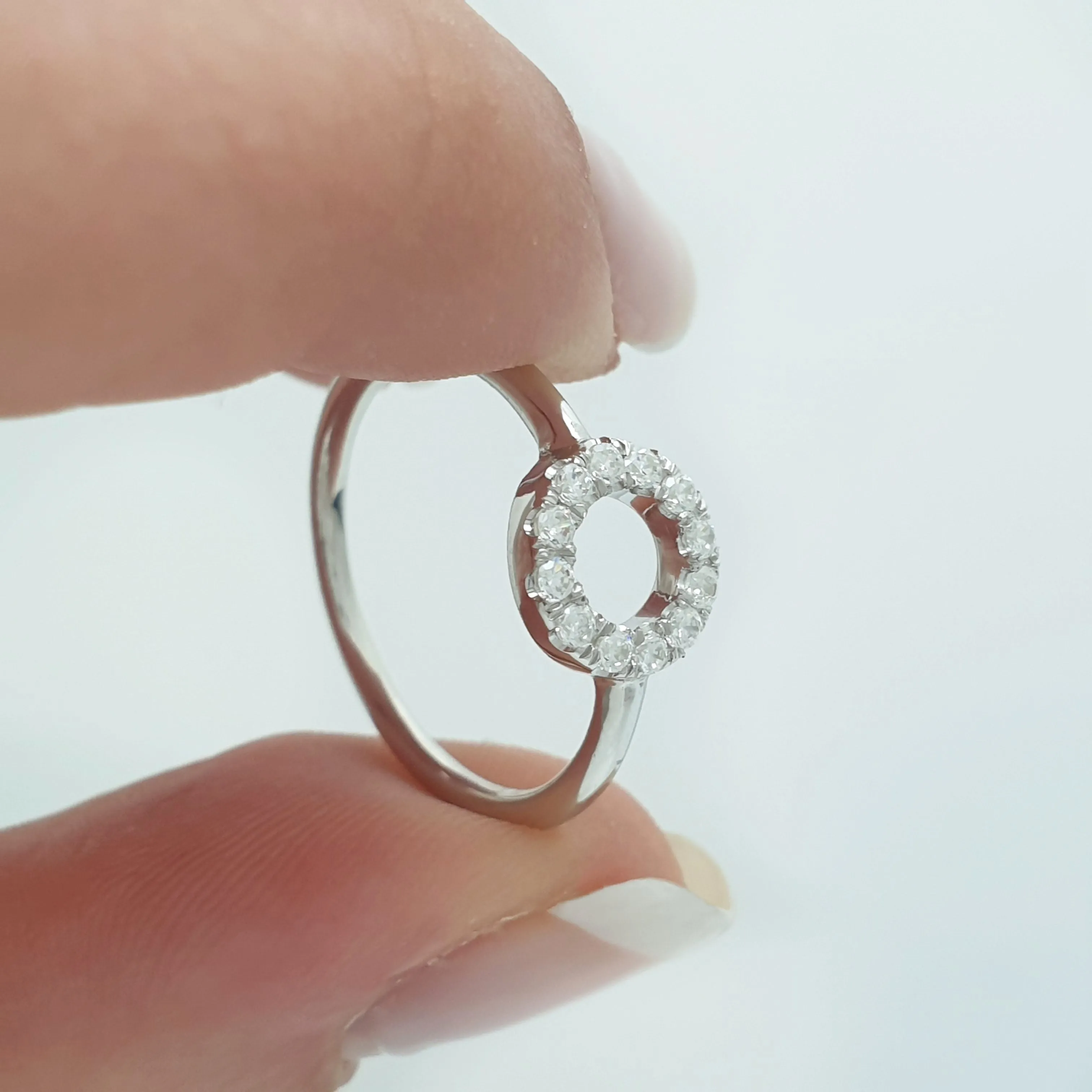 Diamond Open Circle Ring