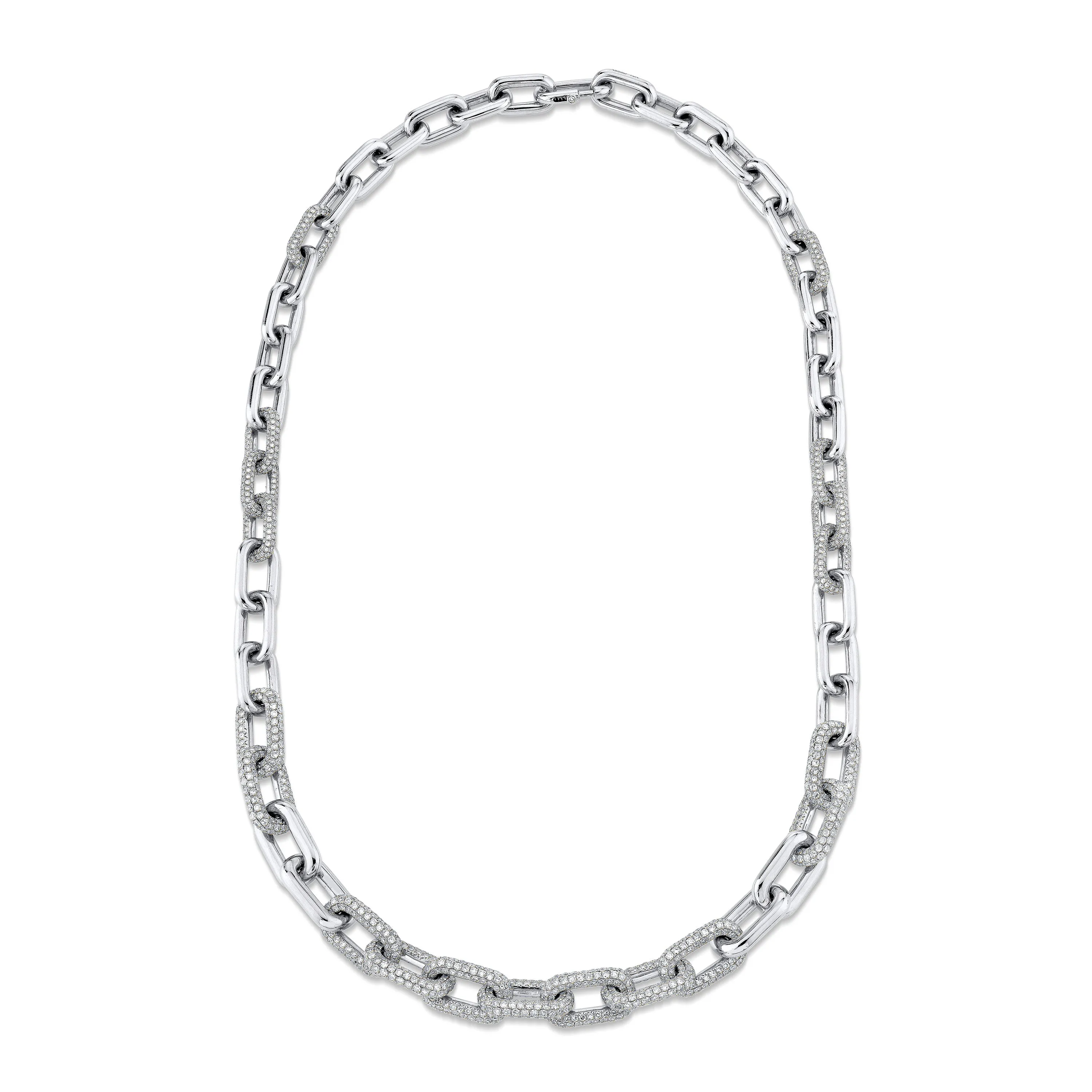 DIAMOND PAVE GRADUATED CABLE LINK NECKLACE