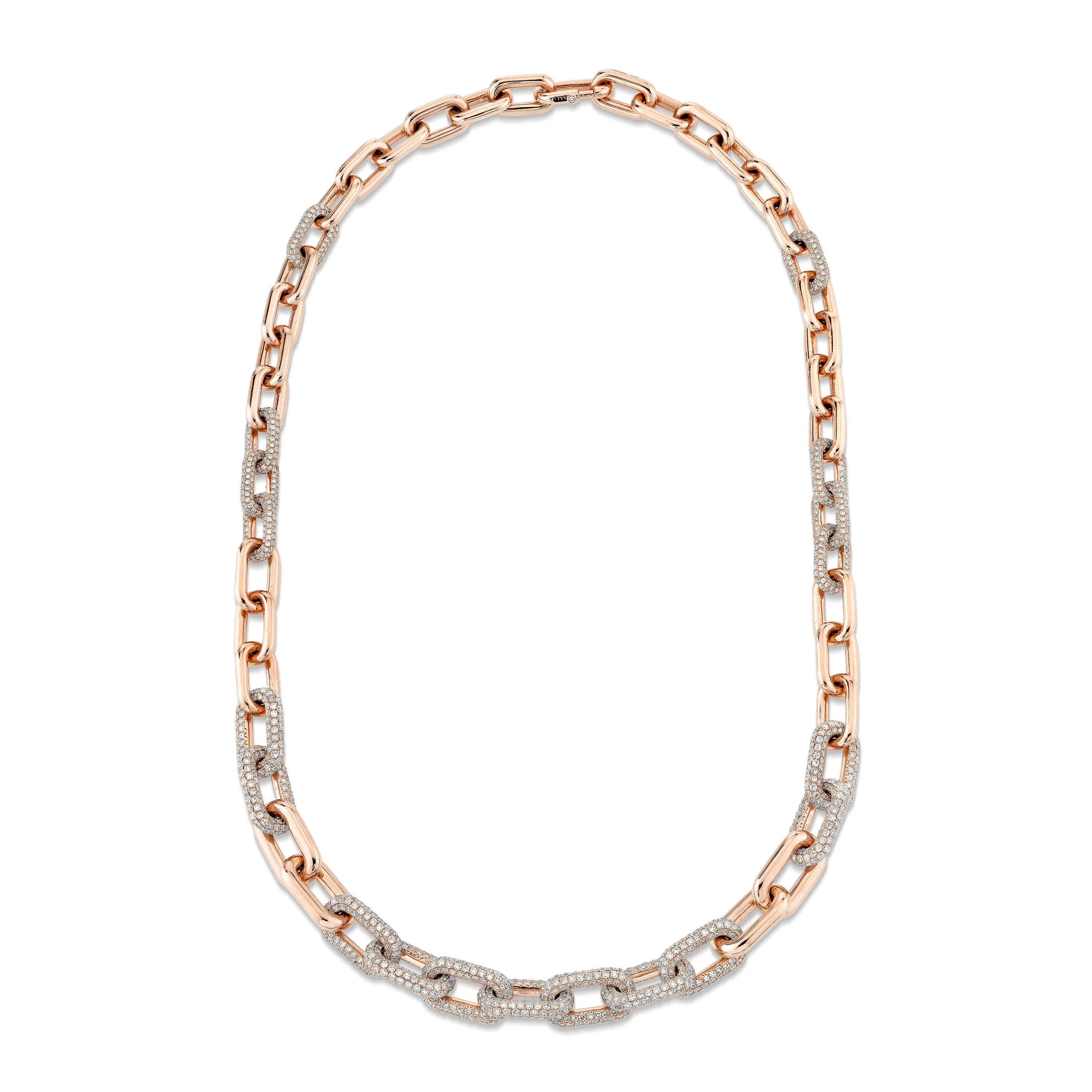 DIAMOND PAVE GRADUATED CABLE LINK NECKLACE