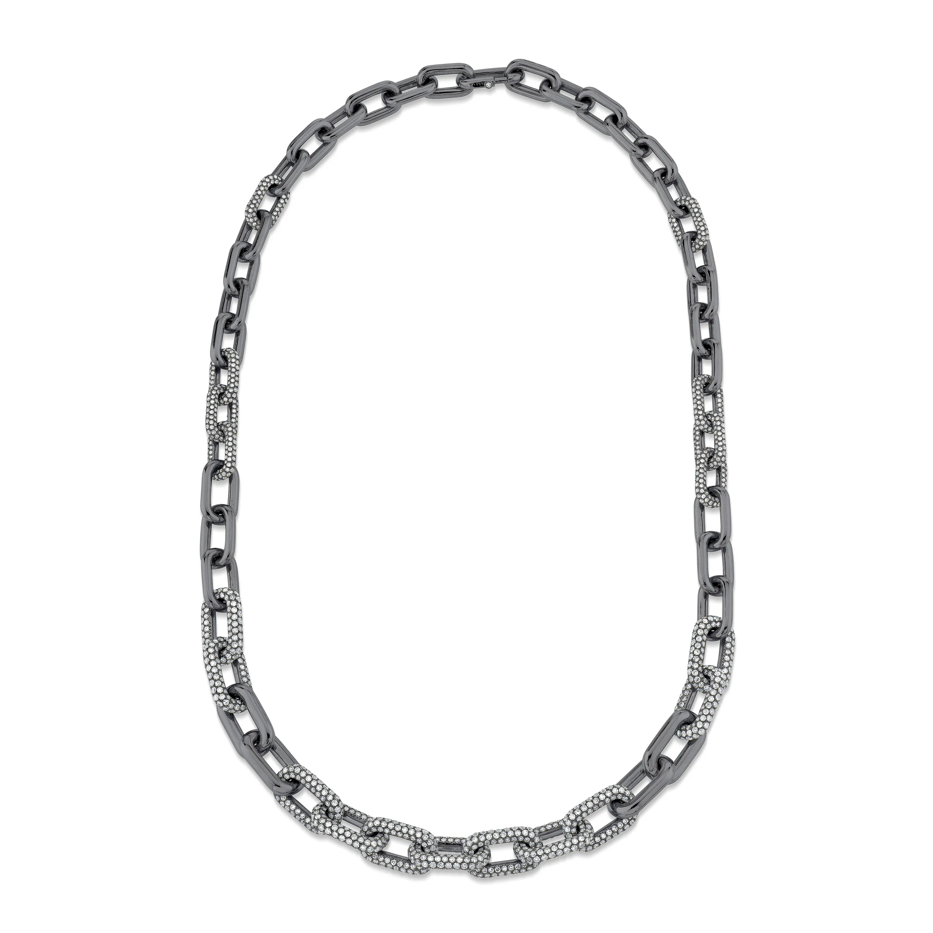 DIAMOND PAVE GRADUATED CABLE LINK NECKLACE