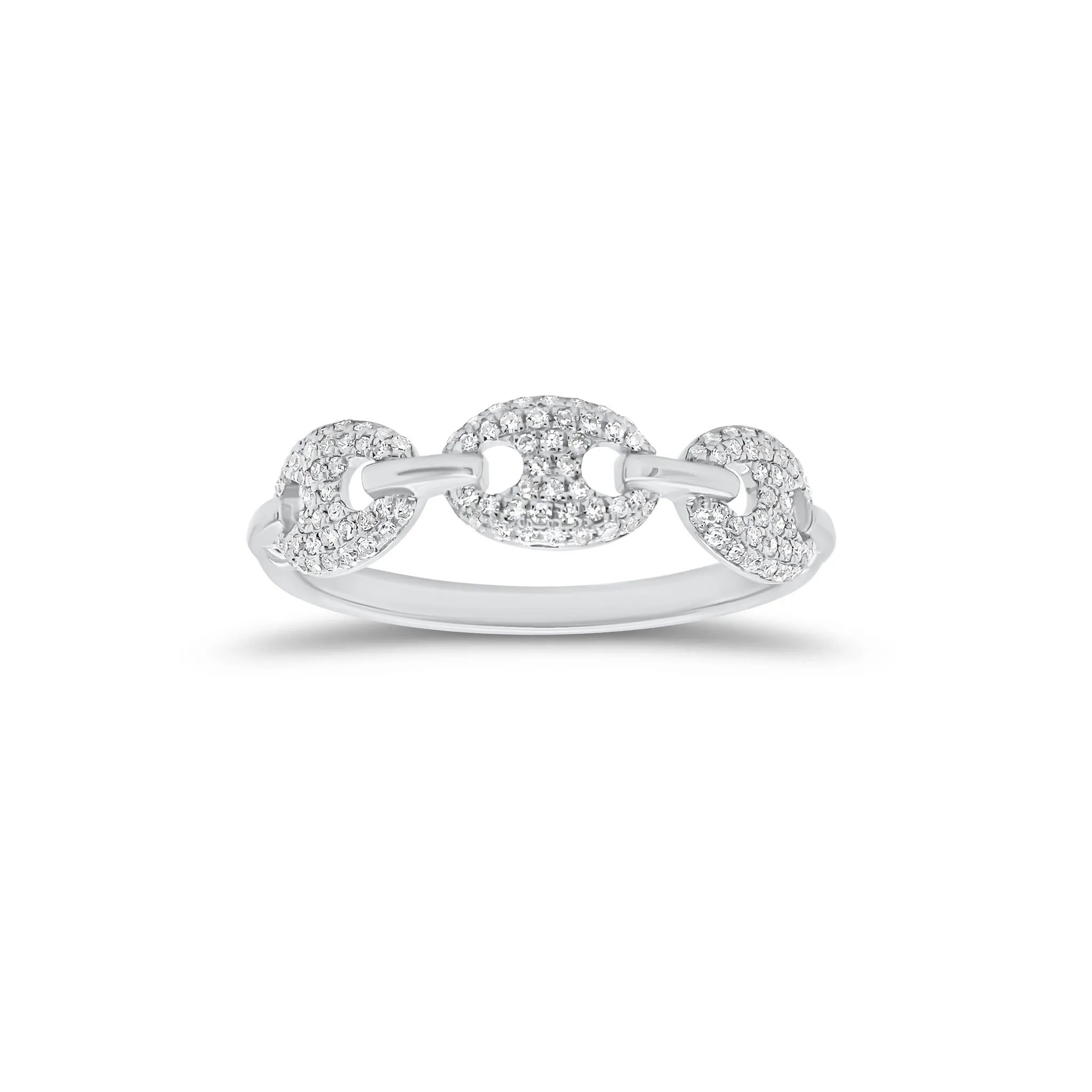 Diamond Puffed Mariner Chain Stacking Ring