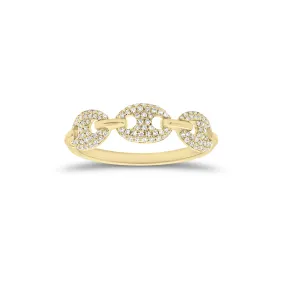 Diamond Puffed Mariner Chain Stacking Ring