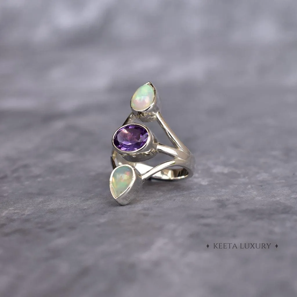 Double Delight - Opal and Amethyst Ring