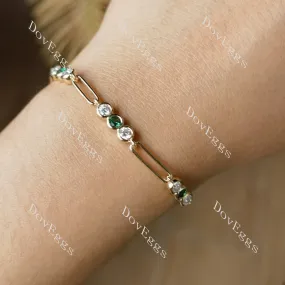 Doveggs round moissanite/lab grown diamond & colored gem bracelet