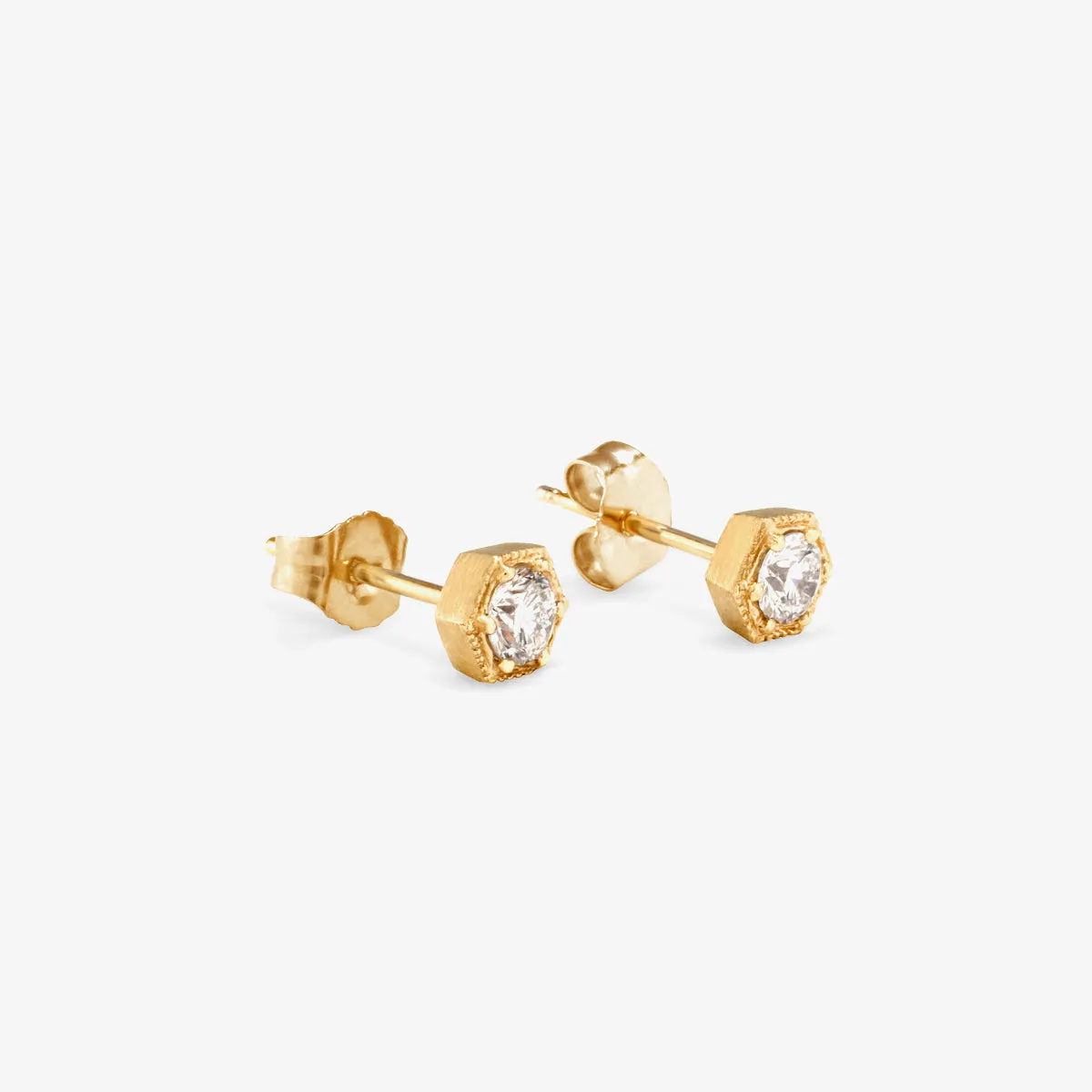 E9903W | 3.5mm White Diamond Hexagon Studs