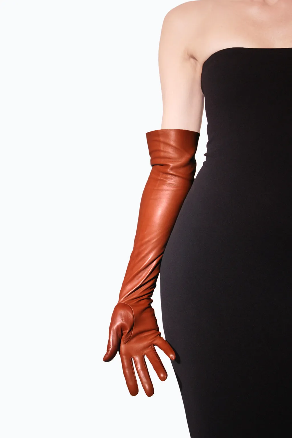 Elegant long leather gloves