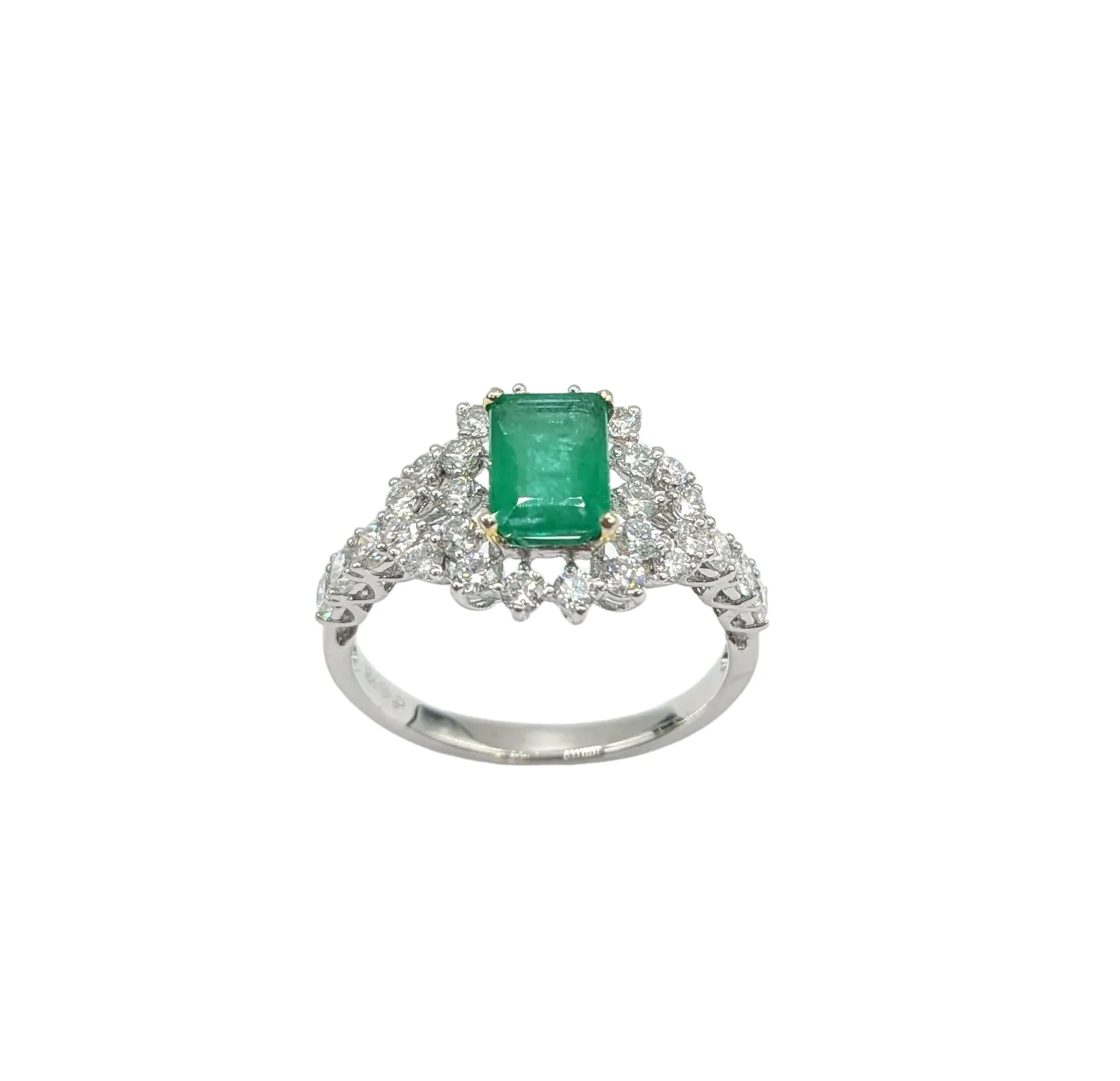 Emerald and Diamond Ladies Fashion Ring