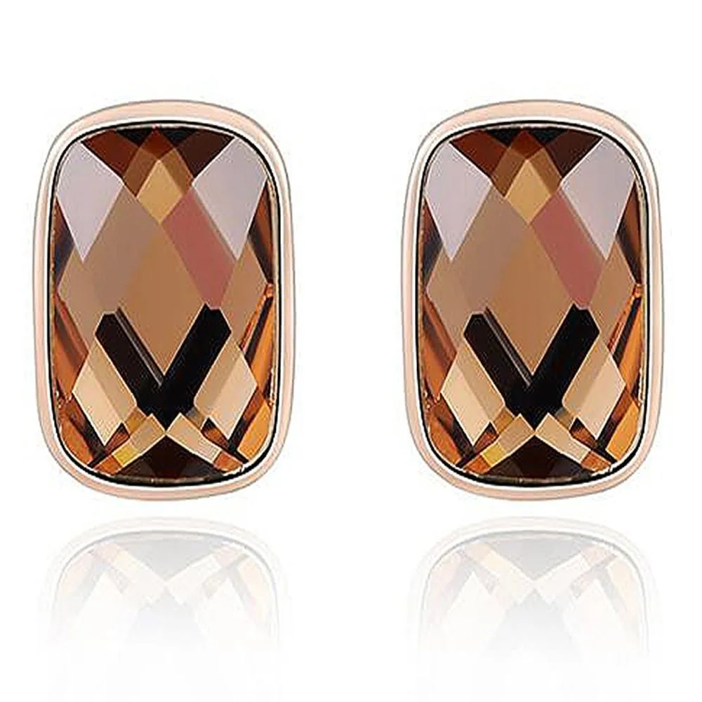 Emerald-Cut Bezel Stud Earrings Embellished With SWAROVSKI Crystals