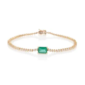 Emerald Cut Emerald and Diamond Tennis Bracelet