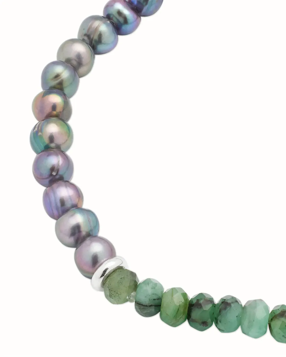 Emeralds & Freshwater Pearls Flex Beaded Bracelet