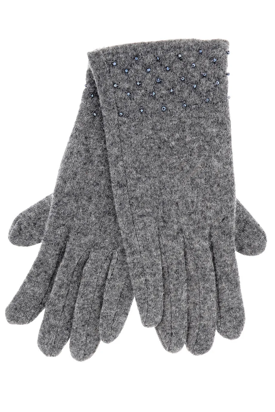 ERILIA Grey Beads Wool Women Gloves