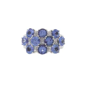 Estate 14KT White Gold Tanzanite And Diamond Cluster Ring