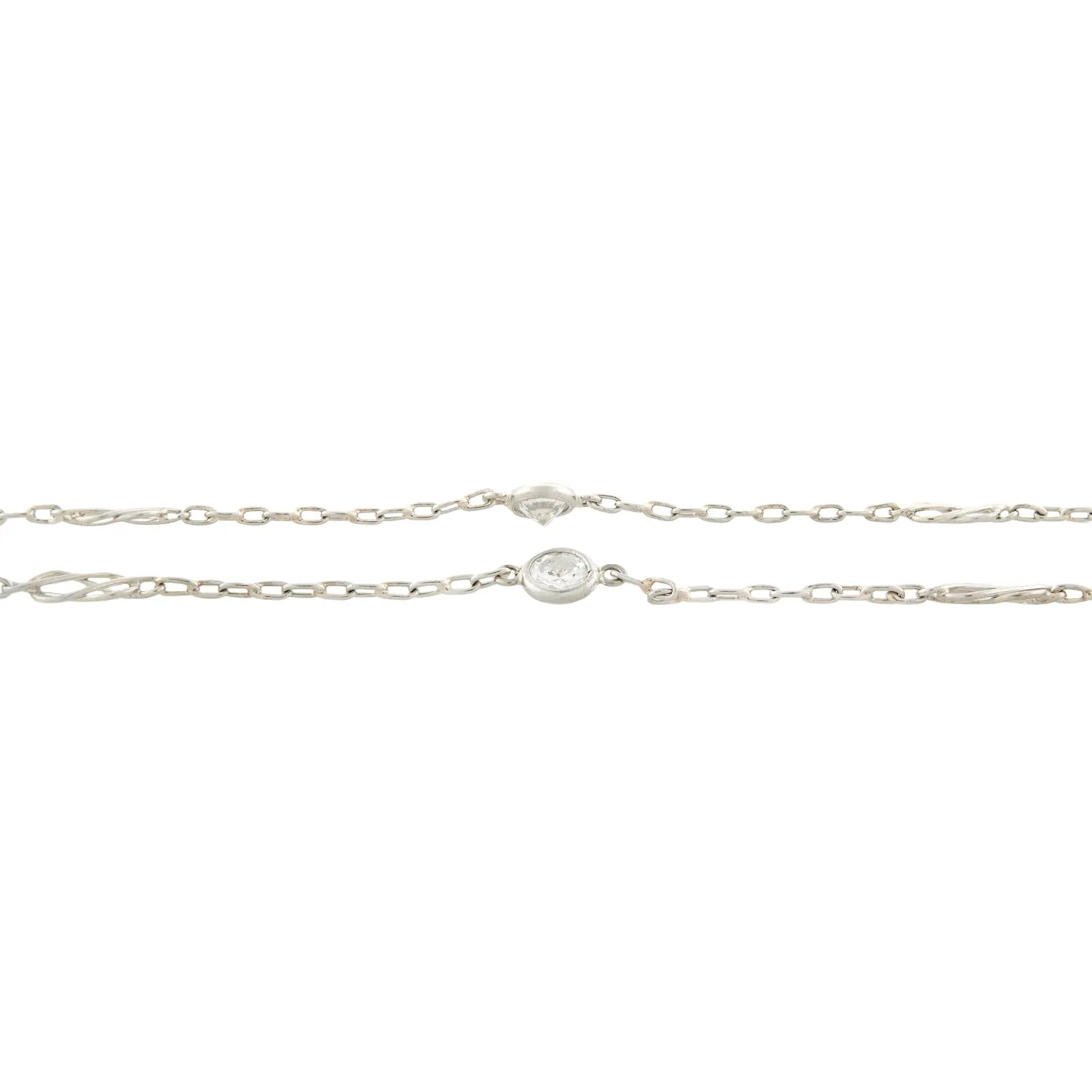 Estate Platinum Diamond By the Yard Chain Necklace 2.75ctw