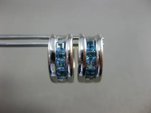 ESTATE WIDE .65CT AAA CITIRINE & BLUE TOPAZ 14K TWO TONE GOLD 3D EARRINGS #26346