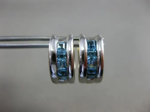 ESTATE WIDE .65CT AAA CITIRINE & BLUE TOPAZ 14K TWO TONE GOLD 3D EARRINGS #26346