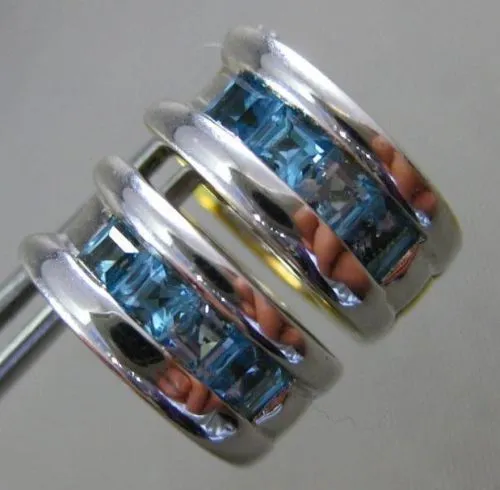 ESTATE WIDE .65CT AAA CITIRINE & BLUE TOPAZ 14K TWO TONE GOLD 3D EARRINGS #26346