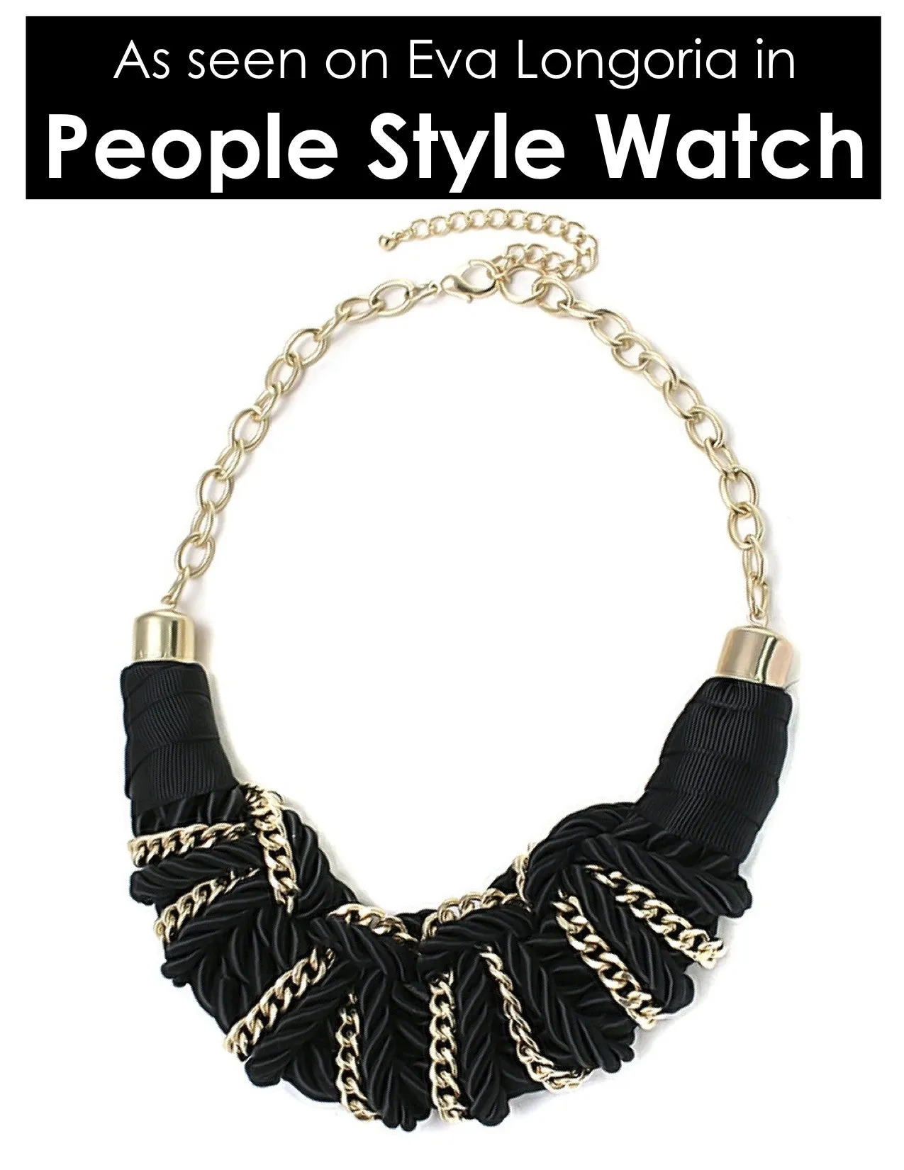 Eva Longoria Bib with Gold Chain Necklace