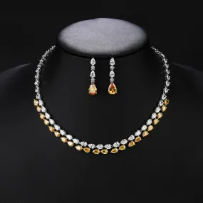 Exquisite Water Drop Cubic Zirconia Wedding Party Necklace Earring  Set High Quality CZ Bridal Jewelry Set  CN10556