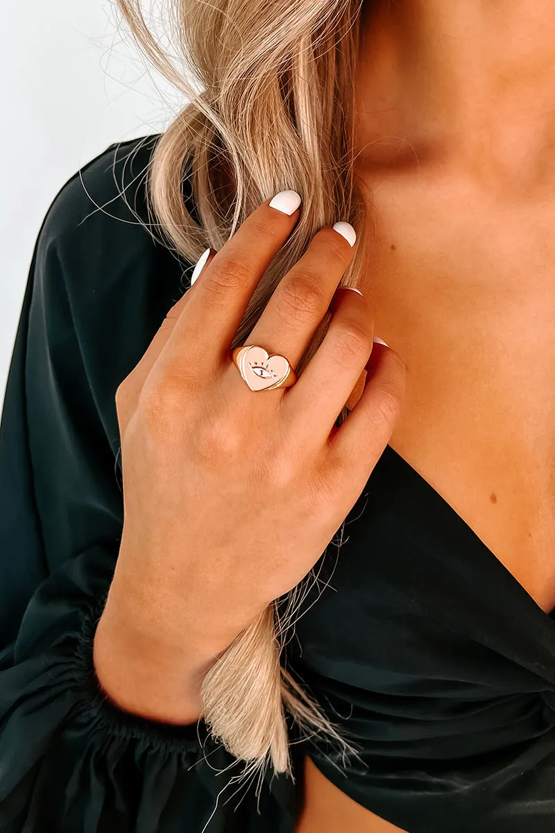 Eye've Heard It All Before Statement Ring (Peach)