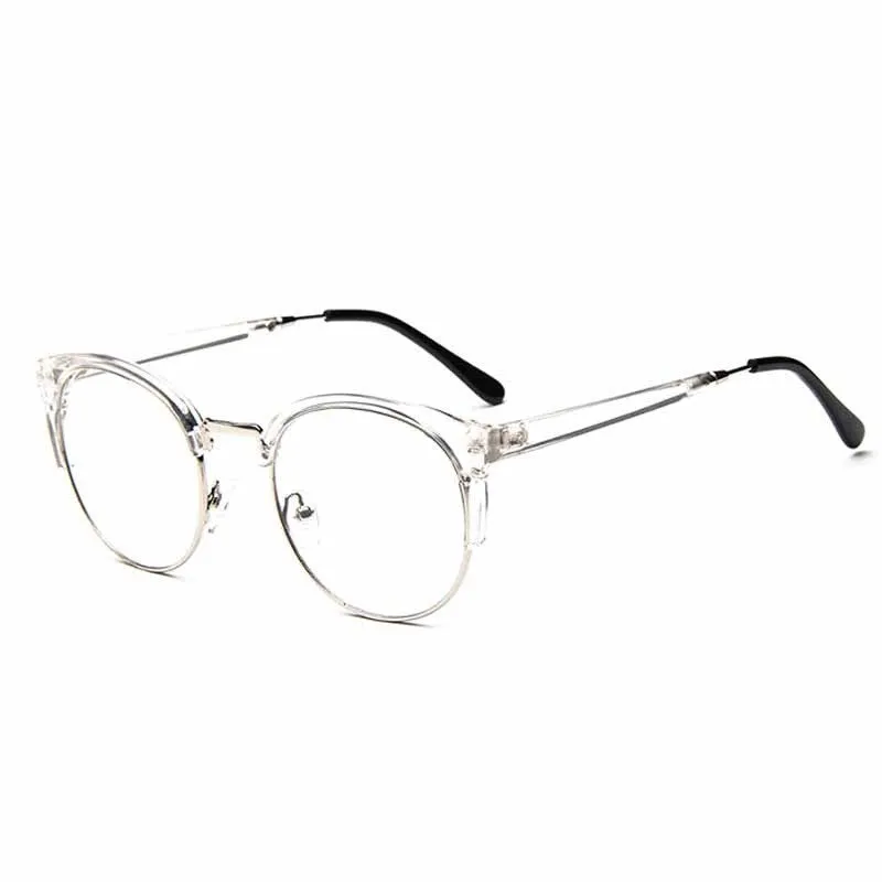 Fashion Cat Eye Half Metal Frame Glasses For Women/Men Retro Vintage Unisex Glasses Big Frame Slim Face Eyewear Glasses