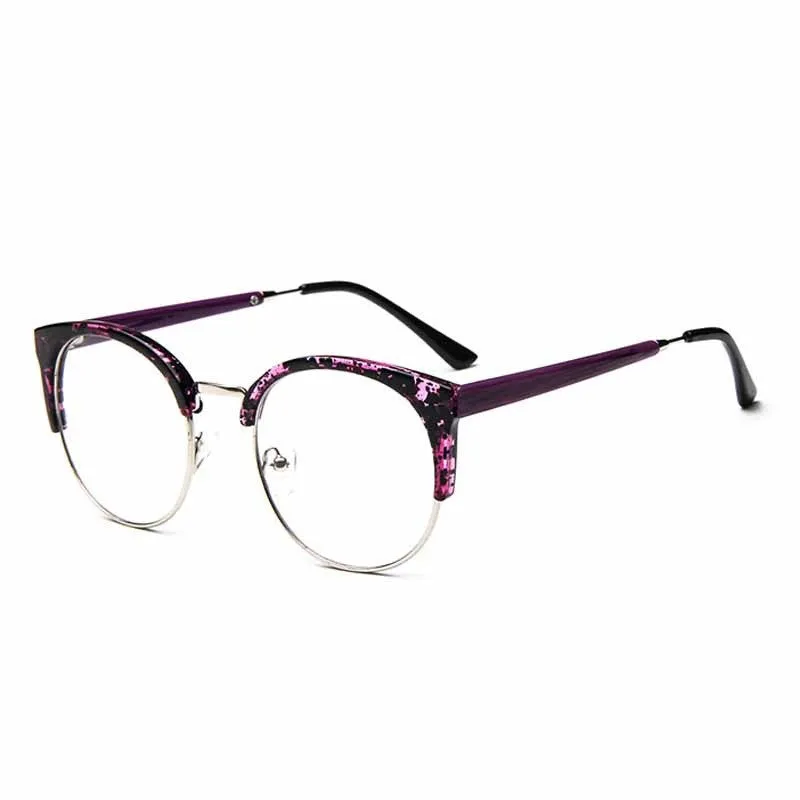 Fashion Cat Eye Half Metal Frame Glasses For Women/Men Retro Vintage Unisex Glasses Big Frame Slim Face Eyewear Glasses