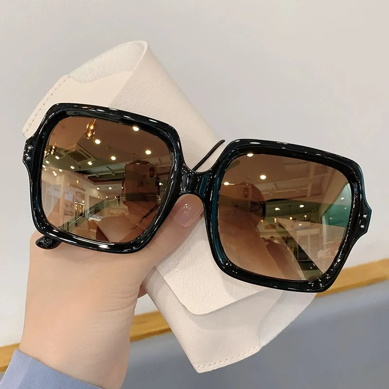 Fashion Street Shooting Sun-Resistant Sunglasses Women's Good-looking Anti-Ultraviolet Retro Large Rim Sunglasses to Make Big Face Thin-Looked Trendy