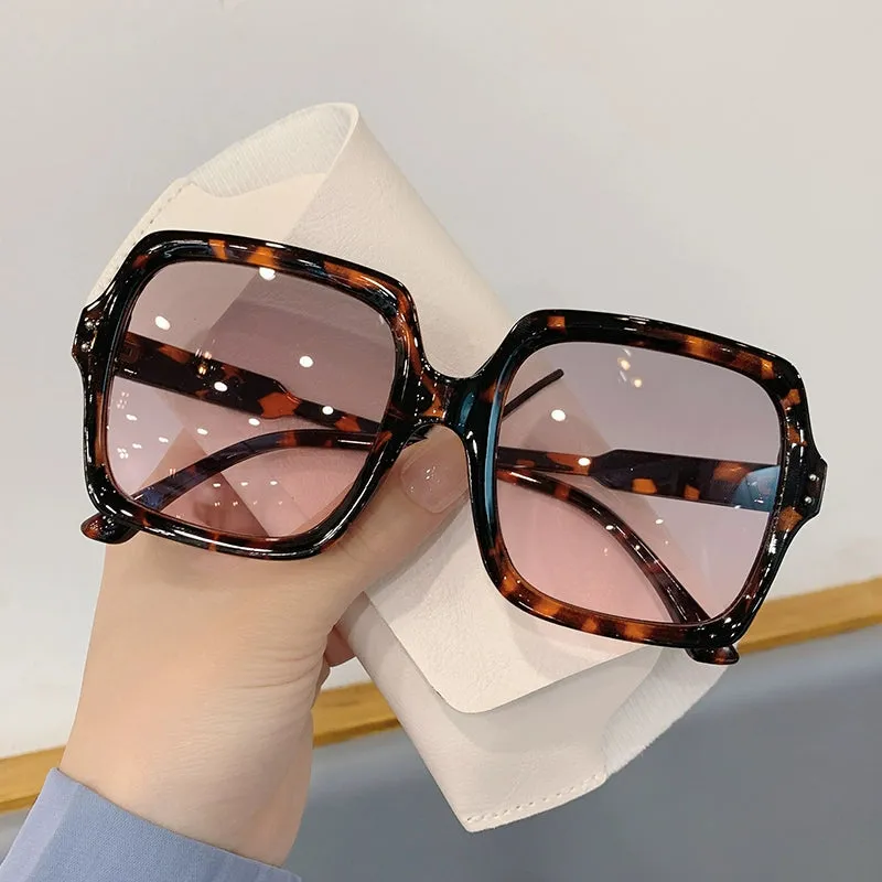 Fashion Street Shooting Sun-Resistant Sunglasses Women's Good-looking Anti-Ultraviolet Retro Large Rim Sunglasses to Make Big Face Thin-Looked Trendy