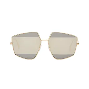 Fendi Stripes Silver Tint and Gold Frame Metal Sunglasses