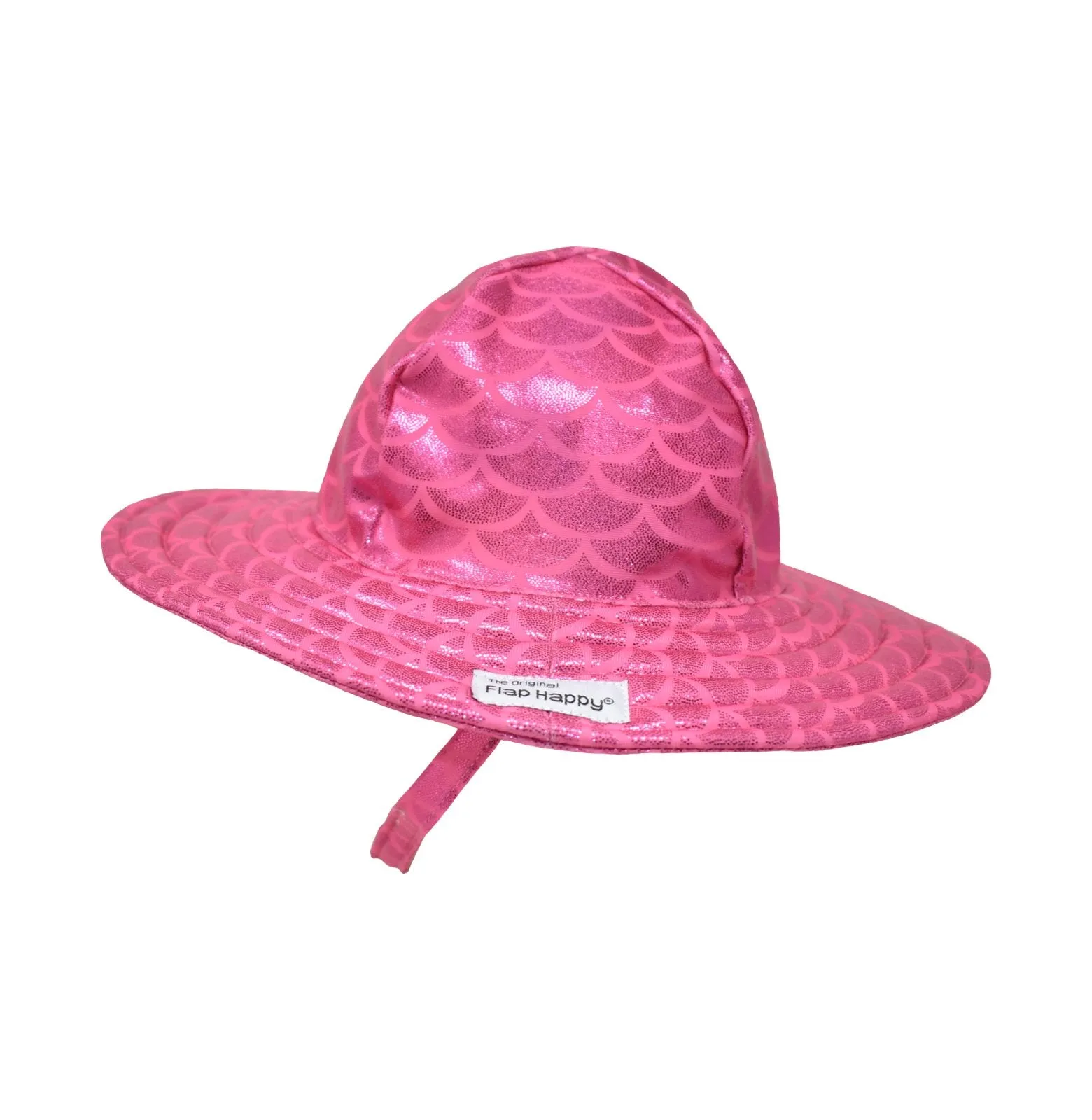 Flap Happy Baby and Toddler UPF50  Sun and Swim Hat - Shiny Pink Scales