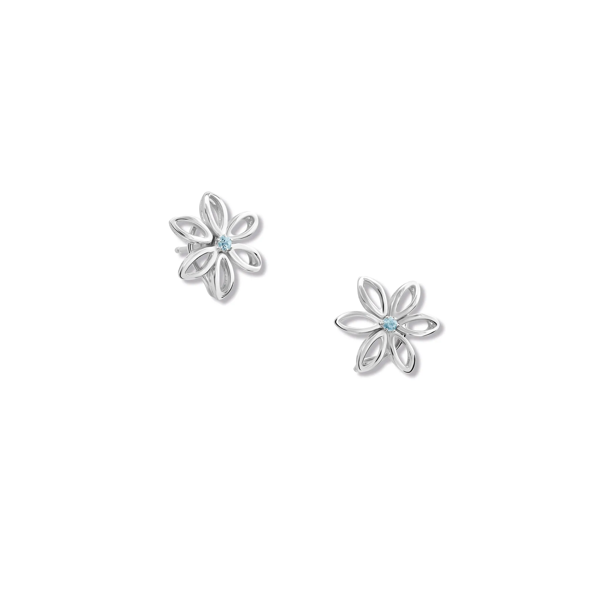 Fleur de Lys Earrings Silver - Blue Topaz