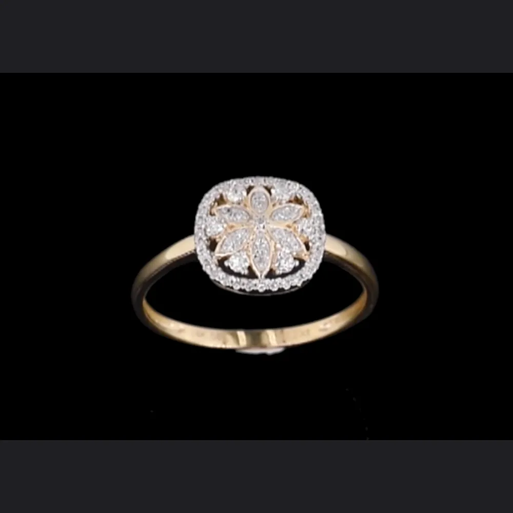 Flower Design 14K Solid Yellow Gold with 51 Natural Diamonds Ring Band for Women